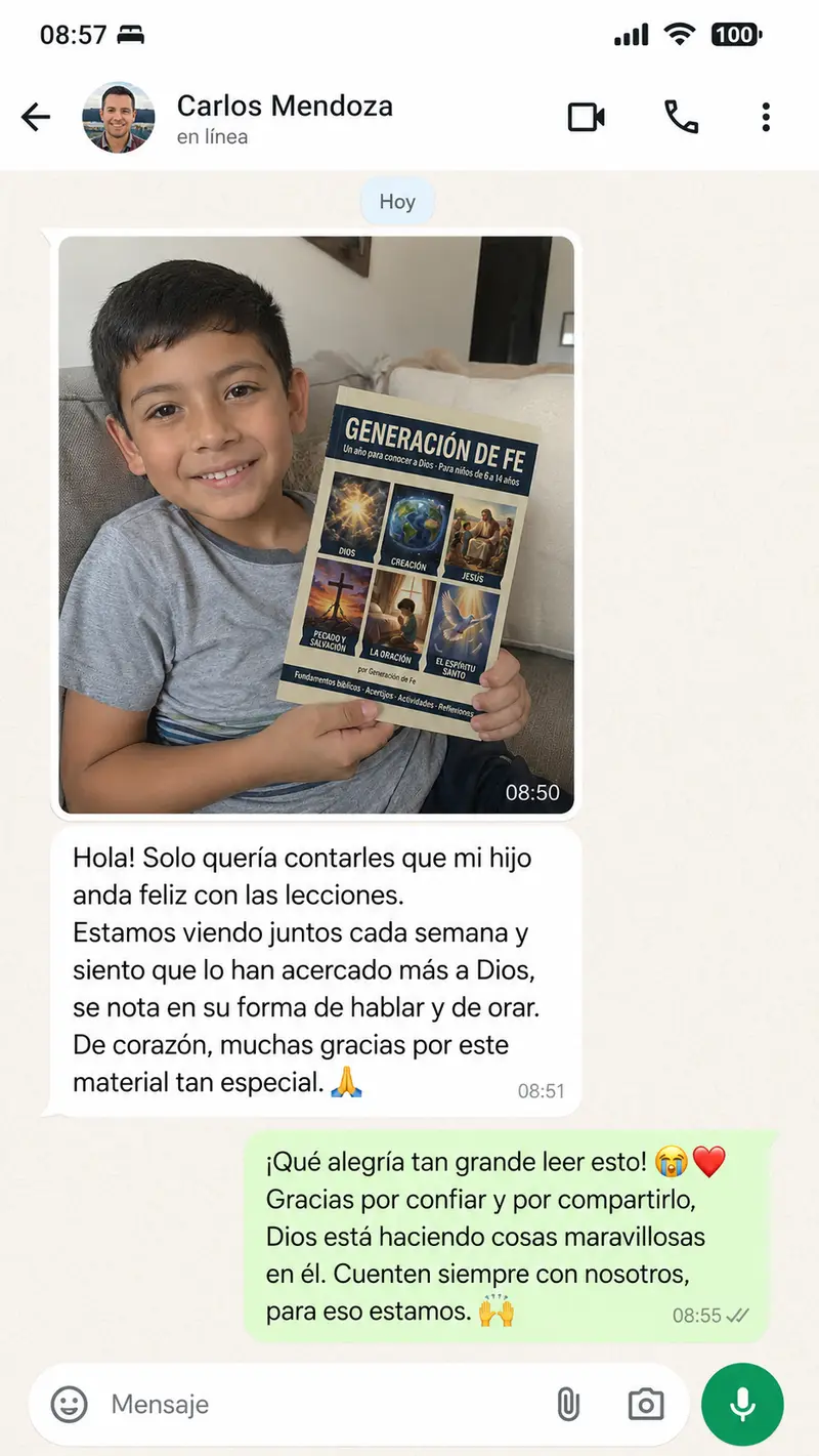 Testimonio de Carlos Mendoza por WhatsApp: su hijo está feliz con las lecciones del cuaderno